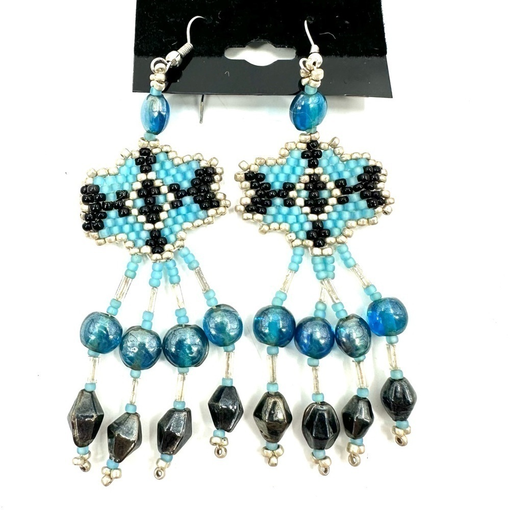 Southwest Dangle Earrings Native American Boho Western Beaded Pierced Handmade